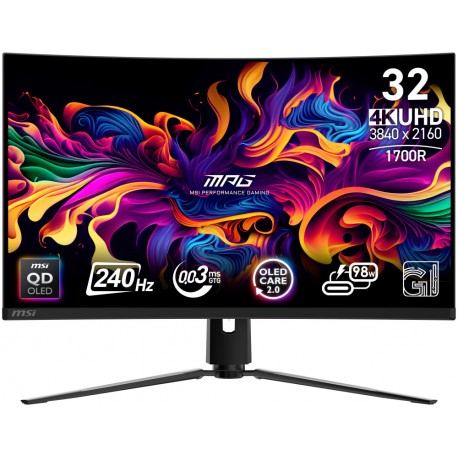 MSI Gaming MPG 321CURX QD-OLED/ 31,5"/ 3840×2160 / QD-OLED/ 0,03ms/ 240Hz/ 1000cd/m2/ 1500000:1/ HDMI/ DP/ VESA/ černý