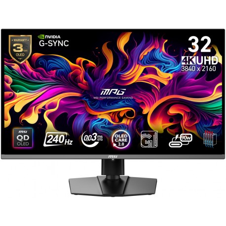 MSI Gaming MPG 321URX QD-OLED/ 31,5"/ 3840x2160 / OLED/ 0,03ms/ 240Hz/ 250cd/m2/ 1500000:1/ HDMI/ DP/ VESA/ USB/černý