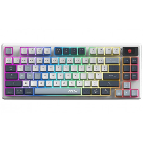 MSI herní klávesnice FORGE GK600 TKL Sky/ bezdrátová 2,4GHz+BT/ mechanická/ RGB/ USB-C/ display/ CZ+SK layout