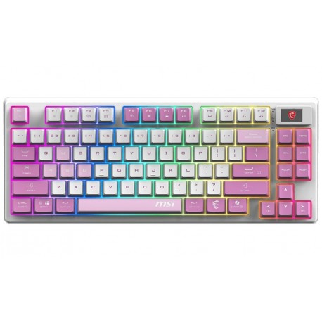 MSI herní klávesnice FORGE GK600 TKL Violet/ bezdrátová 2,4GHz+BT/ mechanická/ RGB/ USB-C/ display/ CZ+SK layout