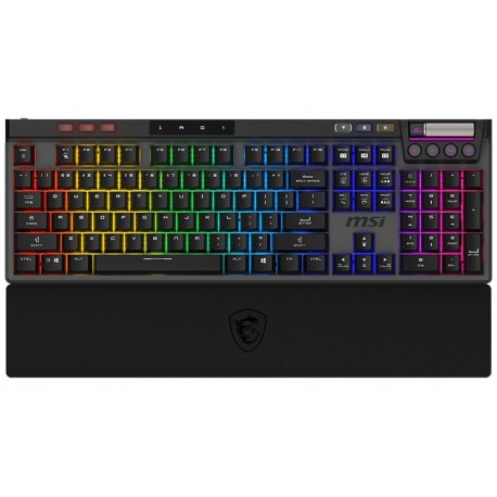 MSI herní klávesnice STRIKE PRO Wireless Silent/ bezdrátová 2,4GHz+BT/ mechanická/ RGB/ USB/ předložka/ CZ+SK layout