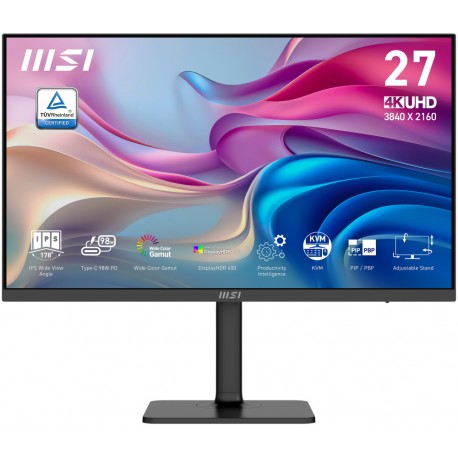 MSI Modern MD272UPHG/ 27"/ 3840x2160 / IPS/ 4ms/ 60Hz/ 400cd/m2/ 1000:1/ HDMI/ DP/ USB/ VESA/ černý