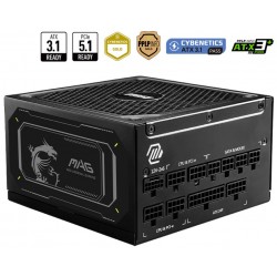 MSI zdroj MAG A1000GL PCIE5 II/ 1000W/ ATX3.1/ akt. PFC/ 7 let celk. záruka/ 135mm fan/ modulární kabeláž/ 80PLUS Gold