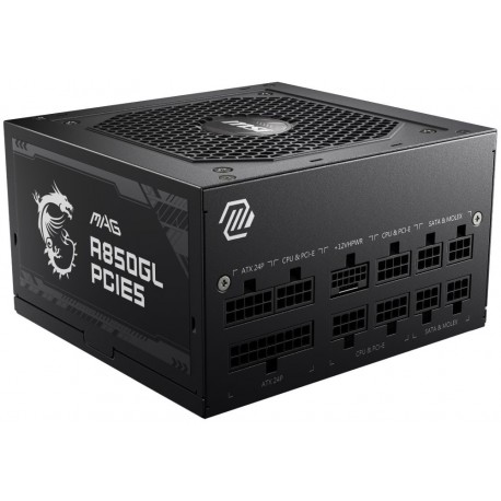 MSI zdroj MAG A850GL PCIE5 II/ 850W/ ATX3.1/ akt. PFC/ 7 let celk. záruka/ 120mm fan/ modulární kabeláž/ 80PLUS Gold