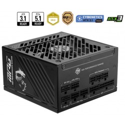 MSI zdroj MPG A1250GS PCIE5/ 1250W/ ATX3.1/ akt. PFC/ 10 let celk. záruka/ 135mm fan/ modulární kabeláž/ 80PLUS Gold
