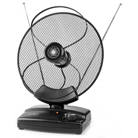 NEDIS aktivní pokojová DVB-T/T2 anténa/ FM / UHF / VHF/ rozsah příjmu 0-25 km/ LTE700/ zesílení 36 dB/ ovládání zesílení