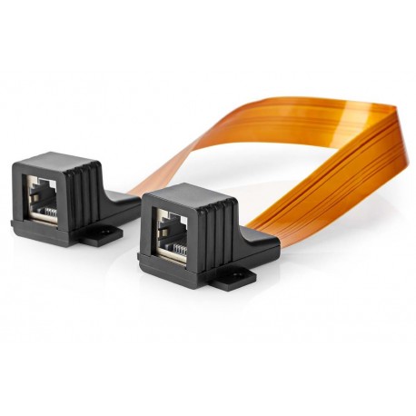 NEDIS Cat 5e UTP kabel/ RJ45 zásuvka - RJ45 zásuvka/ na okenní rámy/ vnitřní a venkovní/ plochý/ nylon/ černý/ box/ 30cm