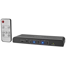 NEDIS HDMI extraktor/ 2x HDMI vstup/ TosLink zásvuka/ 1x 3.5 mm/ 1x HDMI výstup/ 2x RCA/ 4K@60Hz/ 18 Gbps/ kov/ antracit