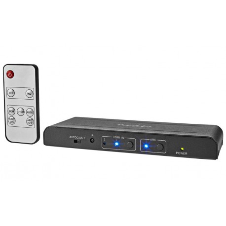 NEDIS HDMI extraktor/ 2x HDMI vstup/ TosLink zásvuka/ 1x 3.5 mm/ 1x HDMI výstup/ 2x RCA/ 4K@60Hz/ 18 Gbps/ kov/ antracit