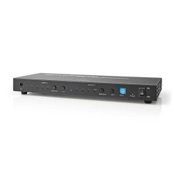 NEDIS HDMI přepínač/ 4x HDMI vstup/ 2x 3.5 mm/ 2x HDMI výstp/ 2x TosLink/ 4K@60Hz/ 18 Gbps/ dálkově ovládaní/ kov/ antra