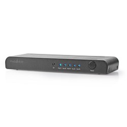 NEDIS HDMI přepínač/ 5x HDMI vstup/ 1x HDMI výstup/ K@60Hz/ 18 Gbps/ dálkově ovládané/ kov/ antracit