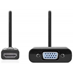 NEDIS HDMI redukční kabel/ HDMI zástrčka - VGA zásuvka/ černý/ blistr/ 20cm