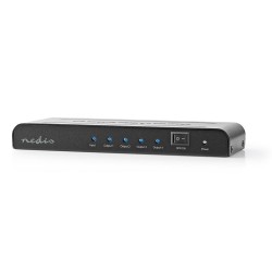 NEDIS HDMI rozbočovač/ 4x HDMI výstup/ 4K@60Hz/ 18 Gbps/ kov/ antracit