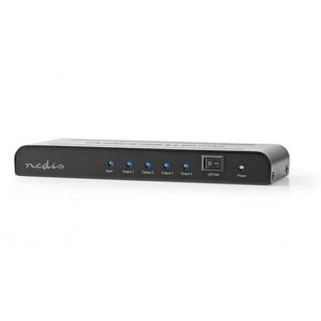NEDIS HDMI rozbočovač/ 4x HDMI výstup/ 4K@60Hz/ 18 Gbps/ kov/ antracit