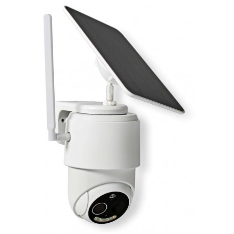 NEDIS IP kamera 4G solární/ venkovní/ IP65/ Wi-Fi/ 1080p/ PIR senzor/ USB-C/ microSD/ Android/ iOS/ bílá + solární panel