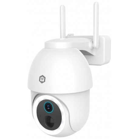 NEDIS IP kamera/ venkovní/ dobíjecí/ IP65/ Wi-Fi/ USB-C/ Reflektor/ 3Mpix/ 1296p/ detekce pohybu/ noční vidění 10m/ bílá