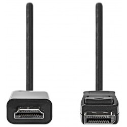 NEDIS kabel DisplayPort - HDMI/ zástrčka DisplayPort - zástrčka HDMI/ černý/ bulk/ 2m