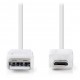 NEDIS kabel USB 2.0/ zástrčka USB-A - zástrčka micro-B/ plochý/ bílý/ 1m