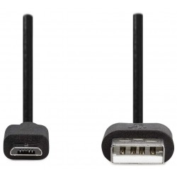NEDIS kabel USB 2.0/ zástrčka USB-A - zástrčka USB-Micro B/ kulatý/ černý/ bulk/ 1m