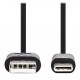 NEDIS kabel USB 2.0/ zástrčka USB-C - zástrčka USB-A/ 15W/ černý/ box/ 3m