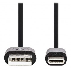 NEDIS kabel USB 2.0/ zástrčka USB-C - zástrčka USB-A/ černý/ blistr/ 10cm