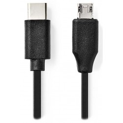 NEDIS kabel USB 2.0/ zástrčka USB-C - zástrčka USB micro-B/ černý/ bulk/ 1m