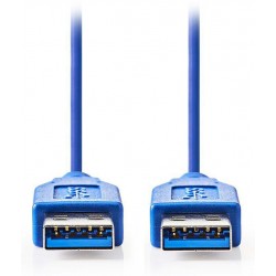 NEDIS kabel USB 3.0/ zástrčka USB-A - zástrčka USB-A/ modrý/ 2m
