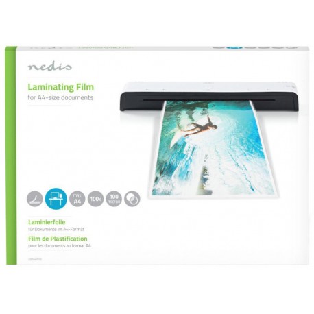NEDIS laminovací fólie/ formát A4/ 100 mic/ rozměr 303 x 216 mm/ transparentní/ 100 pack