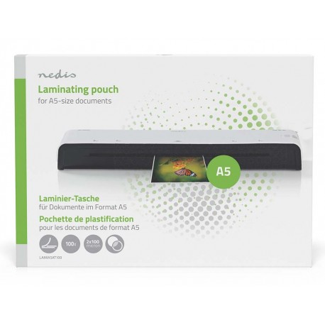 NEDIS laminovací fólie/ formát A5/ 100 mic/ rozměr 216 x 154 mm/ transparentní/ 100 pack