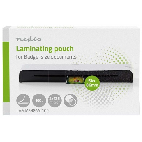 NEDIS laminovací fólie/ na vizitky/ 125 mic/ rozměr 54 x 86 mm/ transparentní/ 100 pack