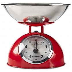 NEDIS Melissa kuchyňská váha/ analogová/ nosnost 5kg/ vyjímatelná mísa/ nerezová ocel/ červená