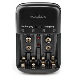 NEDIS nabíječka baterií/ AA/AAA/E-Block/ pro Ni-MH/ Ni-Cd/ černá