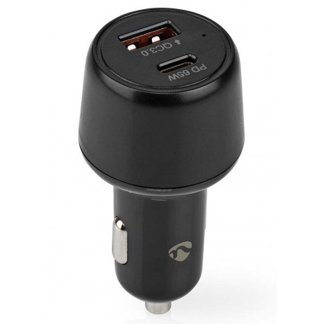 NEDIS nabíječka do auta/ 65 W/ 12 - 24 V DC/ 3.25 A/ USB-A/ USB-C/ automatická volba napětí/  černá