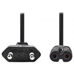 NEDIS napájecí kabel 230V pro adaptéry/ přípojný/ Euro zástrčka/ konektor IEC-320-C7/ dvoulinka/ černý/ bulk/ 3m
