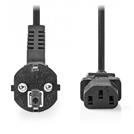 NEDIS napájecí kabel 230V/ přípojný 10A/ konektor IEC-320-C13/ úhlová zástrčka Schuko/ černý/ bulk/ 2m