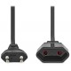 NEDIS napájecí kabel pro adaptéry/ Euro zástrčka - Euro zásuvka/ přímý-přímý/ dvoulinka/ černý/ bulk/ 2m
