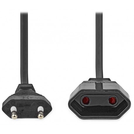 NEDIS napájecí kabel pro adaptéry/ Euro zástrčka - Euro zásuvka/ přímý-přímý/ dvoulinka/ černý/ bulk/ 2m