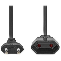 NEDIS napájecí kabel pro adaptéry/ Euro zástrčka - Euro zásuvka/ přímý-přímý/ dvoulinka/ černý/ bulk/ 5m