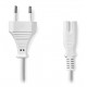 NEDIS napájecí kabel pro adaptéry/ Euro zástrčka - konektor IEC-320-C7/ přímý-přímý/ dvoulinka/ bílý/ bulk/ 5m