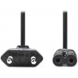 NEDIS napájecí kabel pro adaptéry/ Euro zástrčka - konektor IEC-320-C7/ přímý-přímý/ dvoulinka/ černý/ bulk/ 0,5m