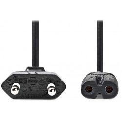 NEDIS napájecí kabel pro adaptéry/ Euro zástrčka - konektor IEC-320-C7/ přímý-přímý/ dvoulinka/ černý/ bulk/ 1m