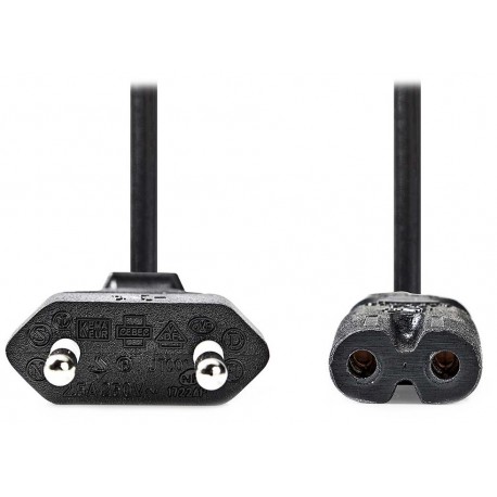 NEDIS napájecí kabel pro adaptéry/ Euro zástrčka - konektor IEC-320-C7/ přímý-přímý/ dvoulinka/ černý/ bulk/ 1m