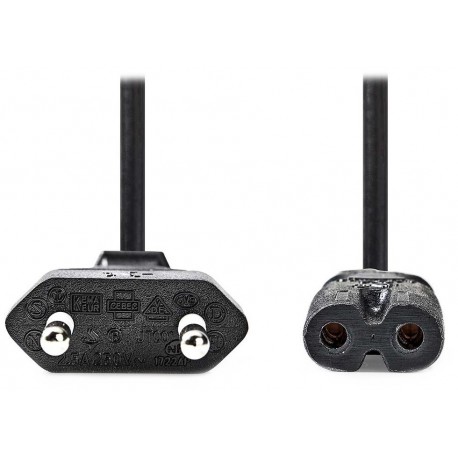 NEDIS napájecí kabel pro adaptéry/ Euro zástrčka - konektor IEC-320-C7/ přímý-přímý/ dvoulinka/ černý/ bulk/ 2m