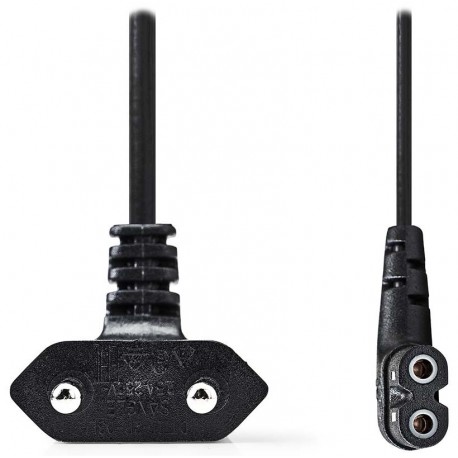 NEDIS napájecí kabel pro adaptéry/ Euro zástrčka - konektor IEC-320-C7/ úhlový-úhlový/ dvoulinka/ černý/ bulk/ 3m