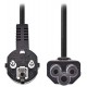 NEDIS napájecí kabel/ Typ F Zástrčka - IEC-320-C5/ přímý/ úhlový/ trojlístek/ černý/ bulk/ 2m
