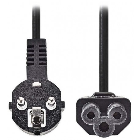 NEDIS napájecí kabel/ Typ F Zástrčka - IEC-320-C5/ přímý/ úhlový/ trojlístek/ černý/ bulk/ 2m