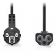 NEDIS napájecí kabel/ Typ F zástrčka - IEC-320-C5/ přímý/ úhlový/ trojlístek/ černý/ bulk/ 5m