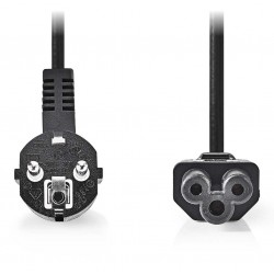 NEDIS napájecí kabel/ Typ F zástrčka - IEC-320-C5/ přímý/ úhlový/ trojlístek/ černý/ bulk/ 5m