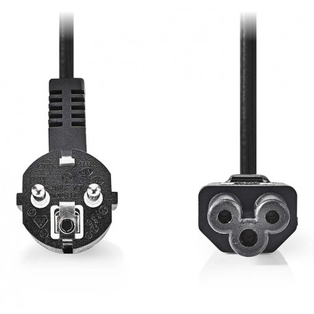 NEDIS napájecí kabel/ Typ F zástrčka - IEC-320-C5/ přímý/ úhlový/ trojlístek/ černý/ bulk/ 5m