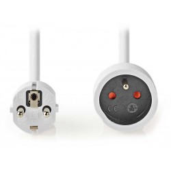 NEDIS napájecí prodlužovací zásuvka/ úhlová/ 1x zásuvka/ bílá/ 3m